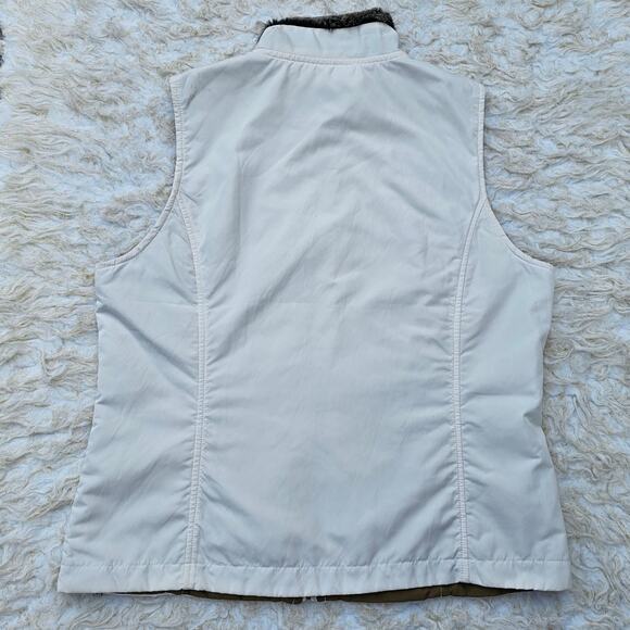 Fur Trim Vest Columbia Quiet Canyon Size M Med White Tan Zip Front Reversible - Picture 12 of 13